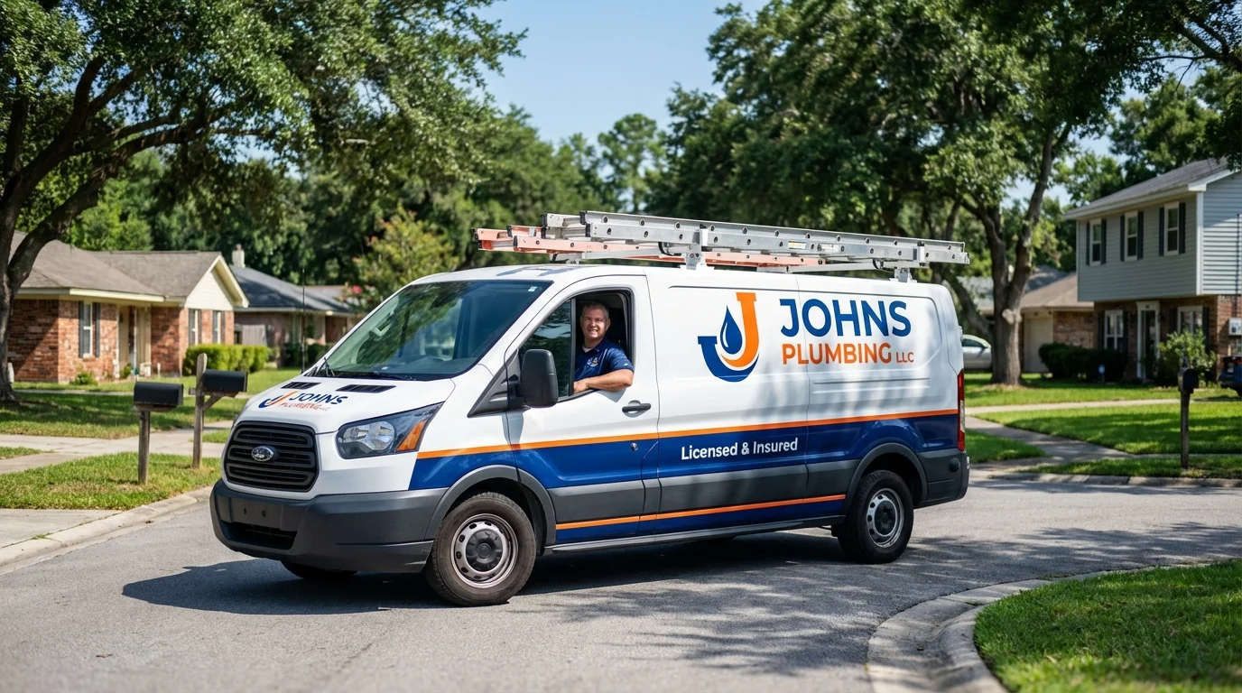 Johns Plumbing LLC service van in Elk Rapids, MI