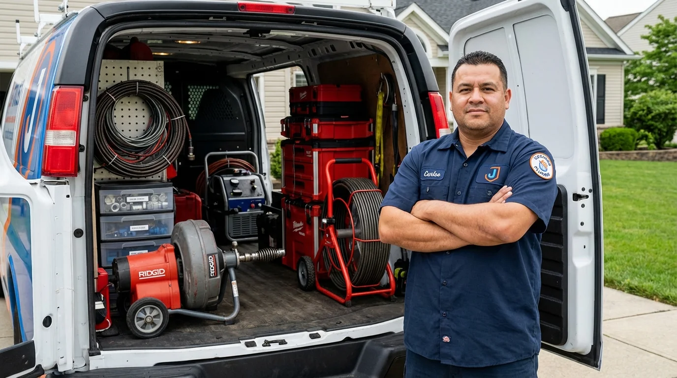 Professional drain cleaning equipment and Johns Plumbing LLC plumber in Elk Rapids