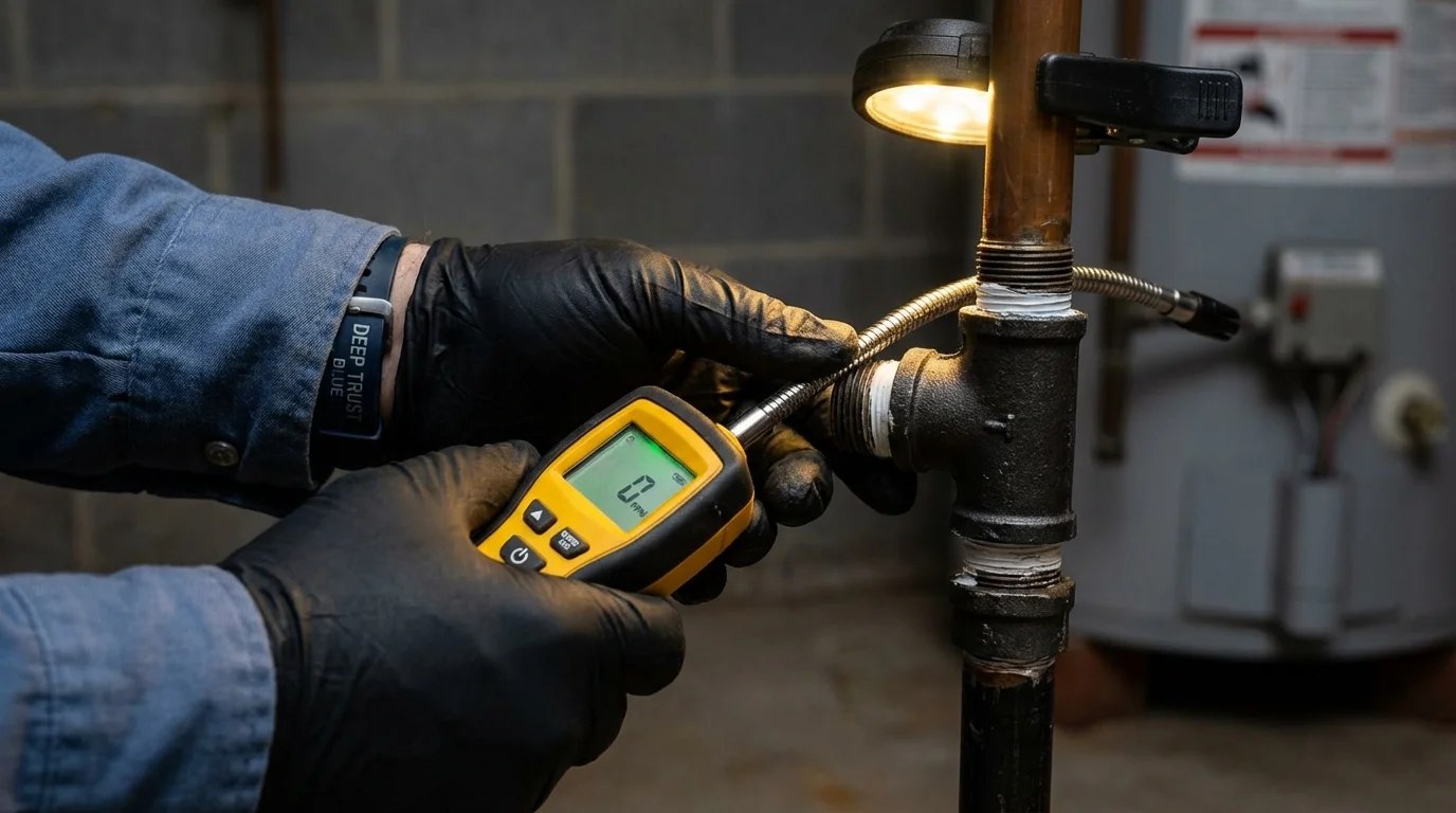 Gas leak detection with electronic sniffer by Johns Plumbing LLC in Elk Rapids